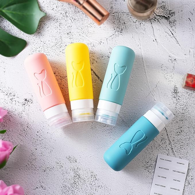 Zafit TSA Approved 3oz Leakproof Travel Bottles for Toiletries, Refillable Containers for Shampoo Conditioner Lotion Body Wash(Multicolored B)