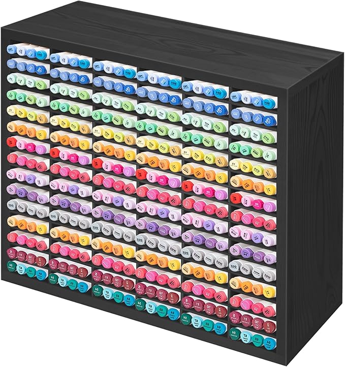 PROLEE Markers Organizer with 90 Compartments for 360 Marker Storage Art Pens Storage Rack,Watercolor Brushes Pens Alcohol Marker Holder for Desk Organizer