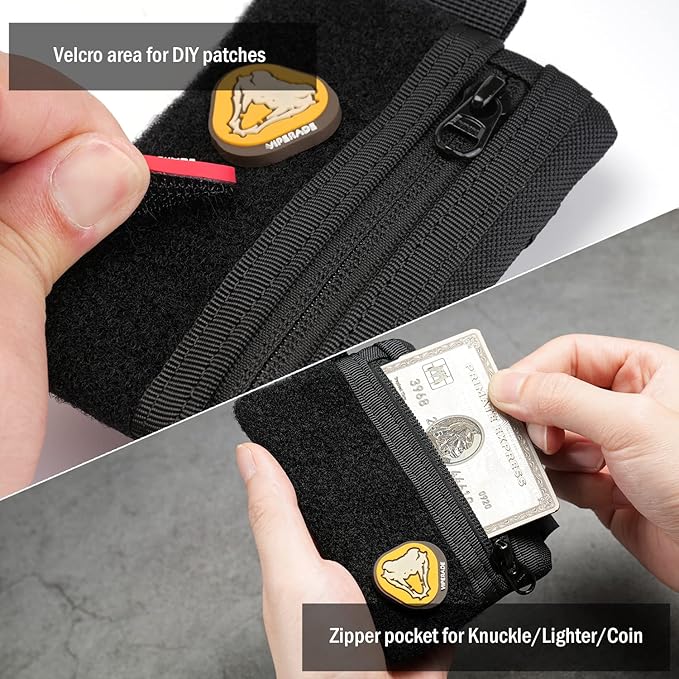 VIPERADE VE15 Small EDC Pouch, Pocket Organizer, EDC Pocket Pouch with DIY Patches Area, EDC Pocket Organizer Wallet for Cards, Small Tool Pouch for EDC Gears