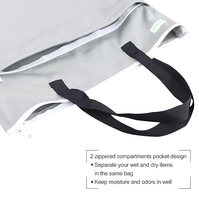 wegreeco Reusable Hanging Wet Dry Cloth Diaper Bag (Grey)