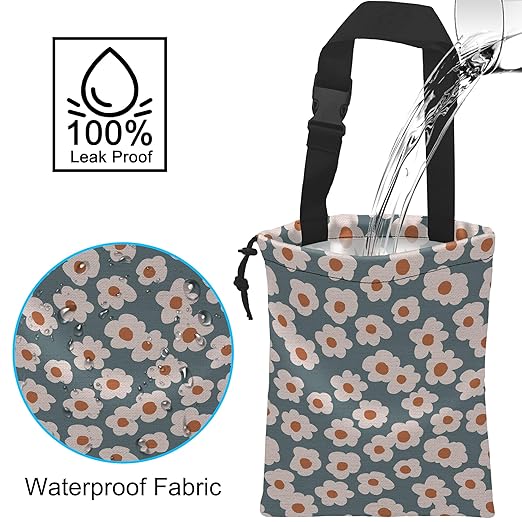 Car Trash Bag Hanging White Daisy Car Trash Can Waterproof Garbage Bag Hanging for Car Back Seat