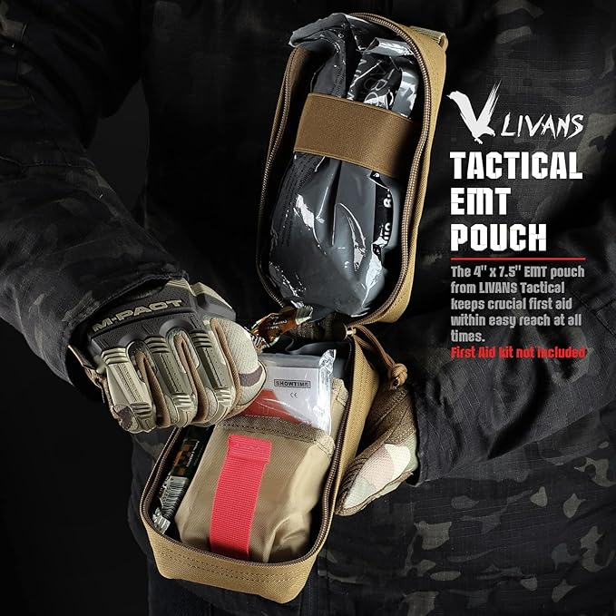 Tactical MOLLE Medical Pouch, Rip-Away EMT First Aid Pouch IFAK Trauma Kit Everyday Carry Survival Bag Include Cross Patch