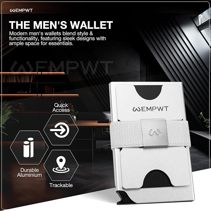 Aluminum Cardholder Wallet for Men-Metal Wallets with Advanced RFID Layer Protection | Slim & Minimalist Trendy Cardholder with Convenient Push Button for Quick Card Access (Silver)