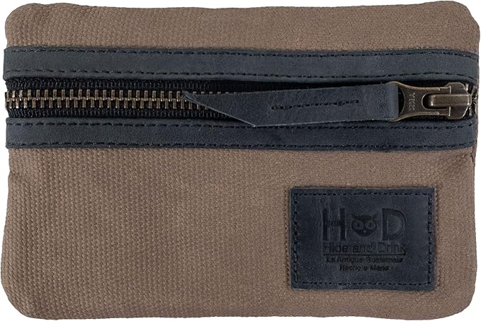 Hide & Drink, Multi-Tool Pocket Pouch, Compact Multipurpose EDC Zippered Bag, Mini Camping Tool Case, Waxed Canvas, Knife Holster, Handmade Slim Organizer