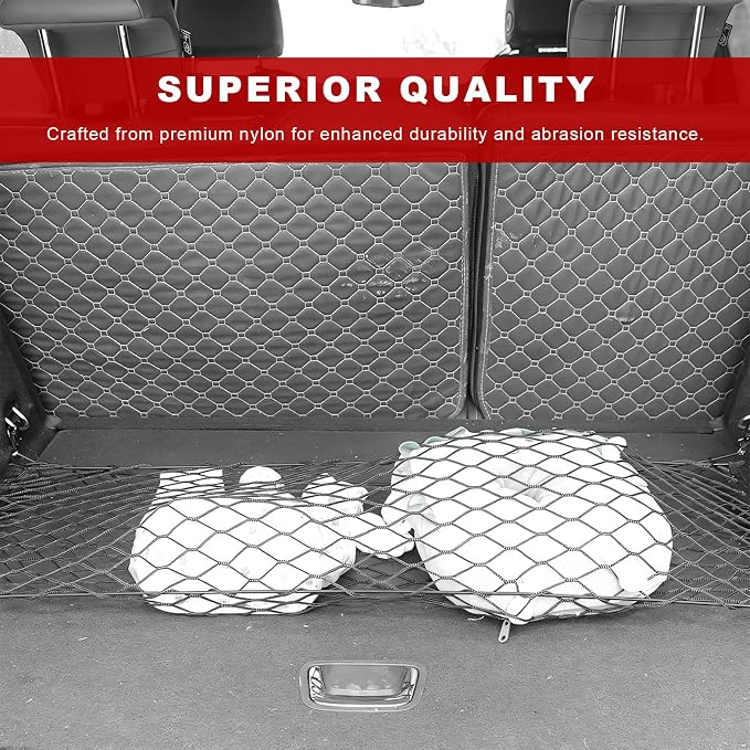 Stretchable Cargo Net, 36.2×15.7 Inch Highly Elastic Auto Trunk Bed Cargo Mesh Organizer with Hooks, Double-Layer Trunk Storage Net Interior Accessories for Car Truck SUV