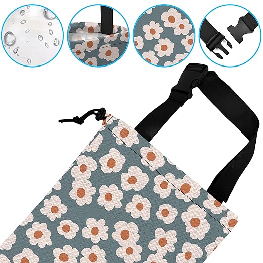 Car Trash Bag Hanging White Daisy Car Trash Can Waterproof Garbage Bag Hanging for Car Back Seat