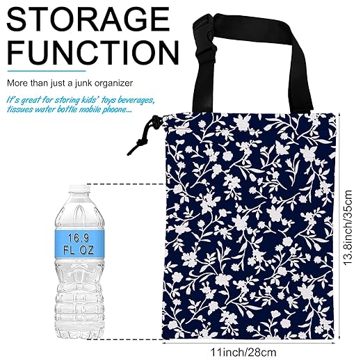 Car Trash Bag Trendy Floral Car Garbage Bag Hanging Car Trash Can for Back Seat with Drawstring
