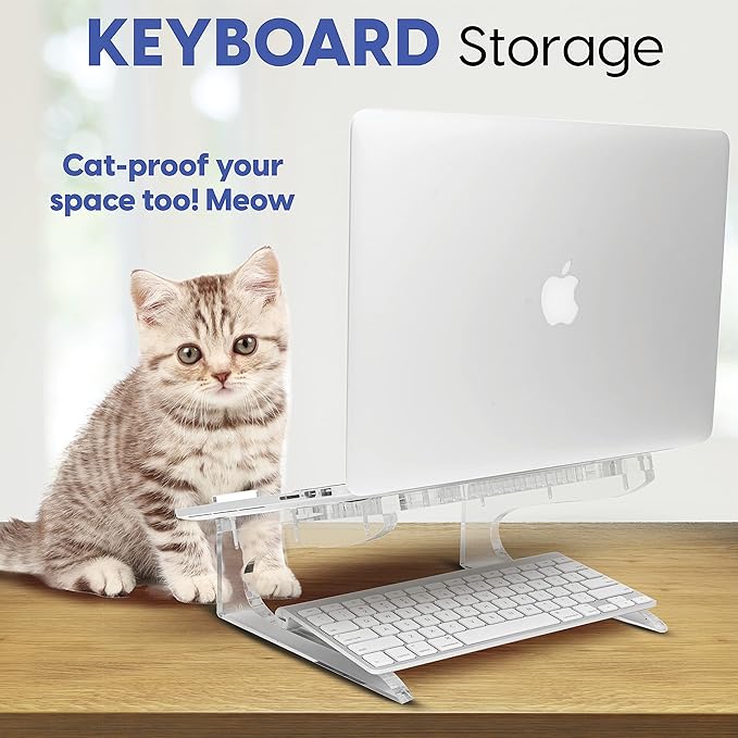 Mammoth DuraClear Acrylic Laptop Stand - Ergonomic 6" Riser, Ventilated Design, Fits up to 21" Laptops - Clear Acrylic Computer Stand Accessory for Workstations