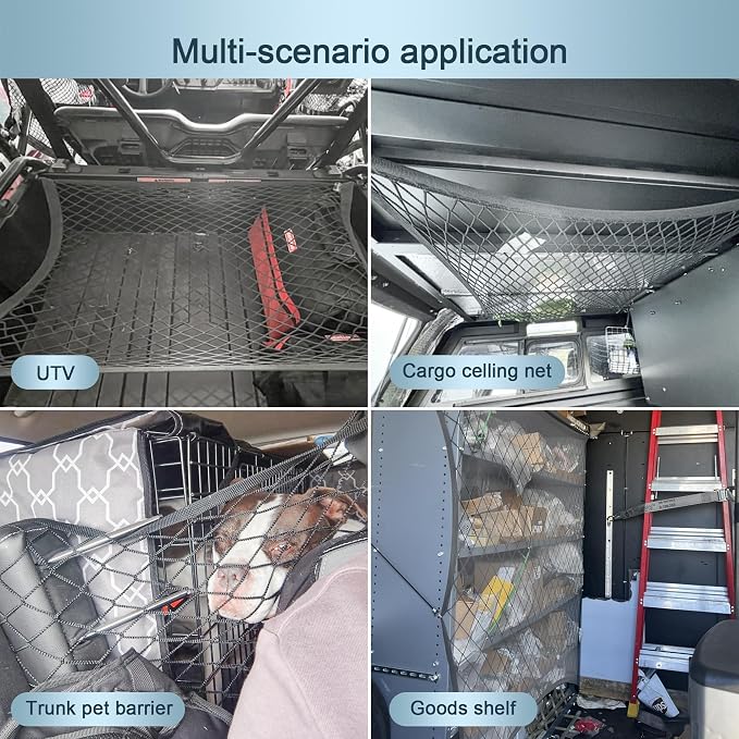 Upgraded 27.5 x 19.6 Inch Gray Organizer with ABS Hook Storage Mesh Cargo Nets Cargo Net for SUV