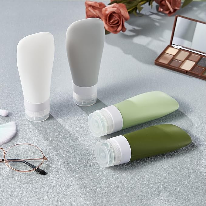 INSFIT Travel Bottles for Toiletries, TSA Approved 3oz Travel Size Containers, BPA Free Leak Proof Squeezable Silicone Tubes for Shampoo Conditioner Lotion Body Wash with Labels