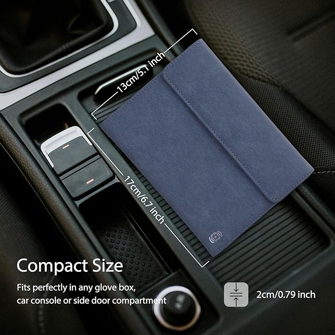 WALNEW RFID Passport Holder Travel Organizer, Fits International Driving Permit (IDP), PU Leather Document Holder for One Passport, Stylish Travel Accessory, Dark Blue