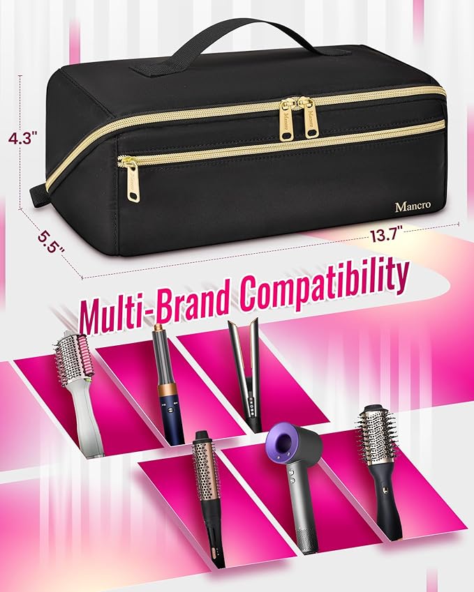 Mancro Hair Tools Travel Bag Compatible with Shark Flexstyle, Wide-open Hot Hair Tool Organizer with Separate Heat Resistant Mat, Hair Accessories Organizer for Straighteners, Curling Iron