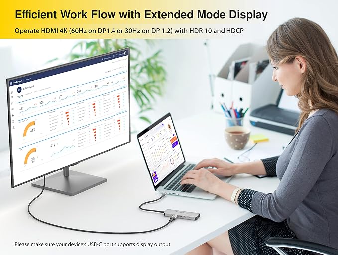 USB-C Hub Docking Station 10 in 1 with 4K HDMI 60Hz, 1 GBS Ethernet, 2 USB C Gen 2 10Gbs, 1 PD 3.0, 2 USB-A 3.0, Audio Ports, SD/Micro SD, Compatible with USB Type C/Thunderbolt Computers