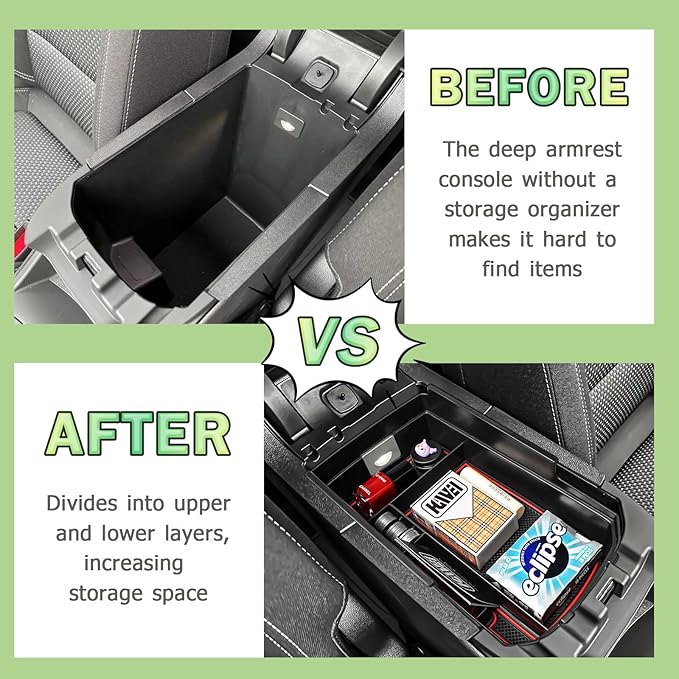 HGWEI Center Console Organizer Compatible with GMC Terrain 2018-2024 Interior Accessories Terrain SL/SLE/SLT/AT4/Denali Middle Insert Tray Armrest Storage Box with Coin Holder (NOT FOR 2025-2026) Red