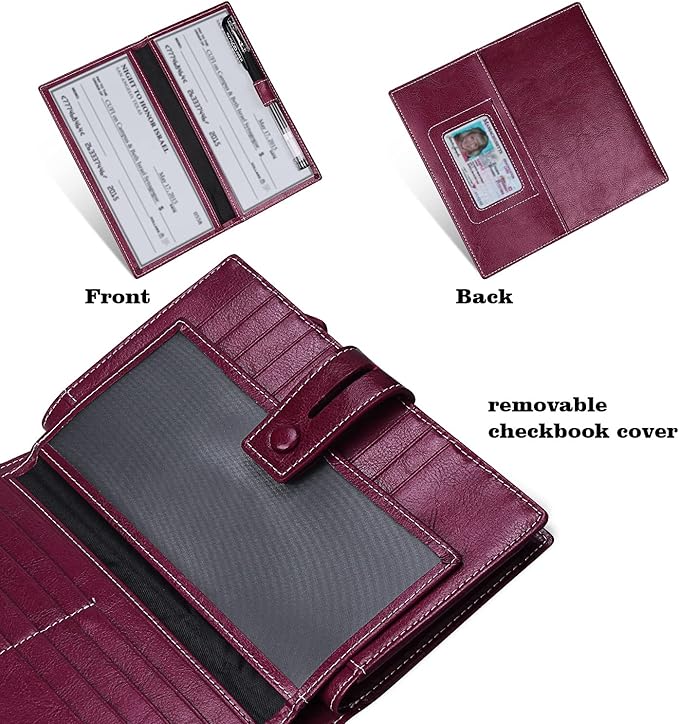 FT FUNTOR Women's Big Fat RFID Blocking Wallet Leather Zip Around Clutch Large Phone Organizer Wristlet