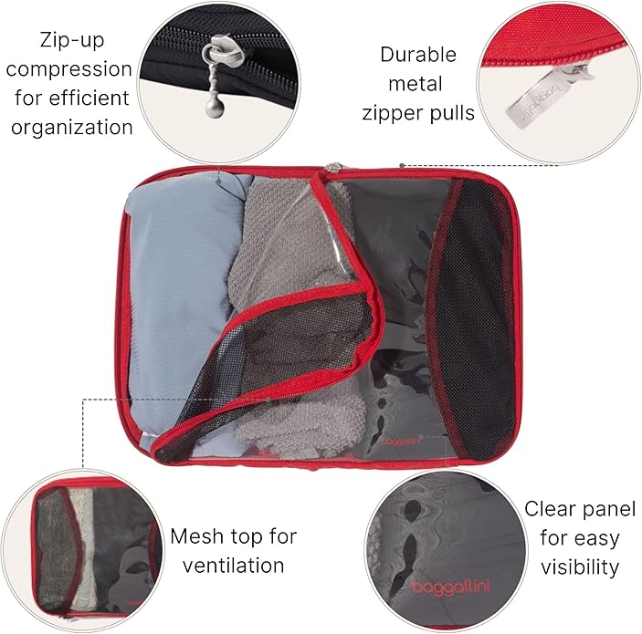 Baggallini Compression Cube 4-piece set - Lightweight Compression Packing Cubes for Travel