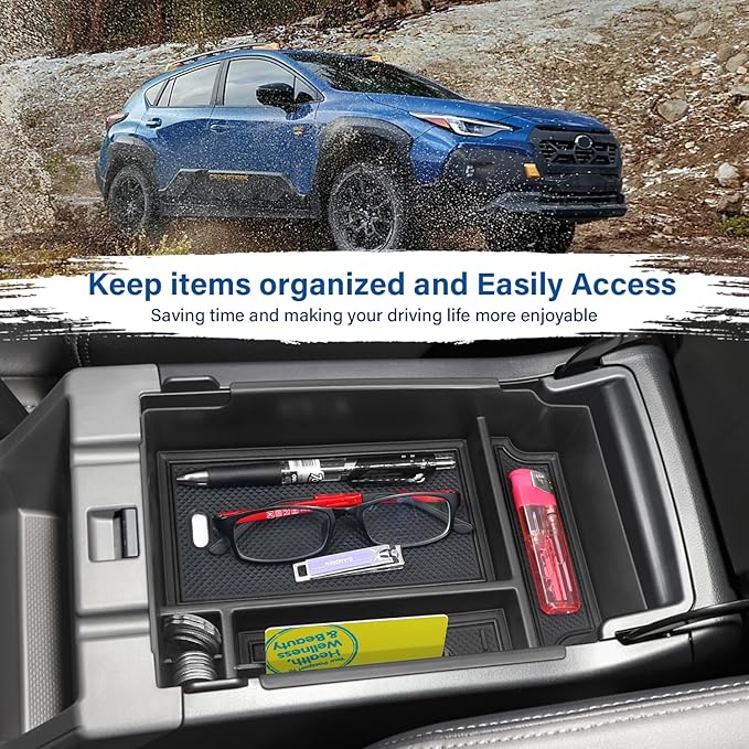 MOCHNET Center Console Organizer for 2024 2025 2026 Subaru Crosstrek Accessories & 2024-2026 Subaru Impreza Console Tray, 2026 Crosstrek Hybrid Accessories 2024+ Impreza Armrest Storage Box (Black)