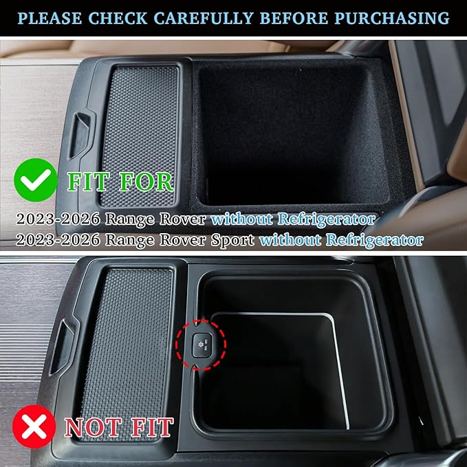 Center Console Organizer for 2023-2026 Range Rover & Range Rover Sport (without Refrigerator), Armrest Storage Box Insert Tray Interior Accessories