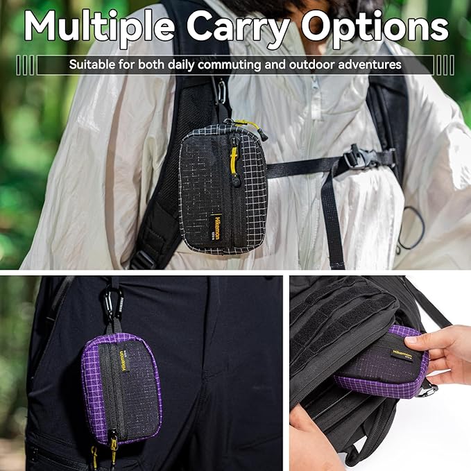 HIKEMAN EDC Multi-Purpose Pouch,Lightweight Small Tactical Pocket, Portable Nylon Molle Compatible Military Utility Pouch for Everyday Carry, Outdoor Camping
