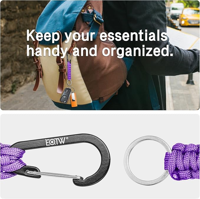 EOTW Carabiner Keychain,Paracord Keychain Small Aluminum Clip D Ring for Camping, Hiking, Fishing, Or As A Key Organizer