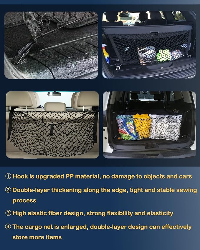 Trunk Cargo Net Compatible with Subaru Forester SK New 2026 2025 2024 2023 2022 2021 2020 2019 2018 2017 2016 2015 2014 2013 2012 2011 2010 2009 2008 2007-1998 Car Rear Nylon Mesh Tailgate Netting
