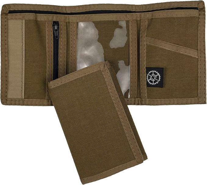 Sprocket Nylon Trifold Wallet with Coin Pocket & ID Window (Coyote Brown)
