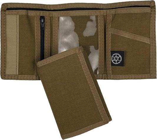 Sprocket Nylon Trifold Wallet with Coin Pocket & ID Window (Coyote Brown)