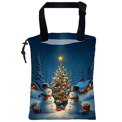 Car Trash Bag Hanging Merry Xmas Car Trash Can for Back Seat Waterproof Car Trash Bin with Adjustable Straps and Drawstring for Car Accessories Vehicle Travelling Camping