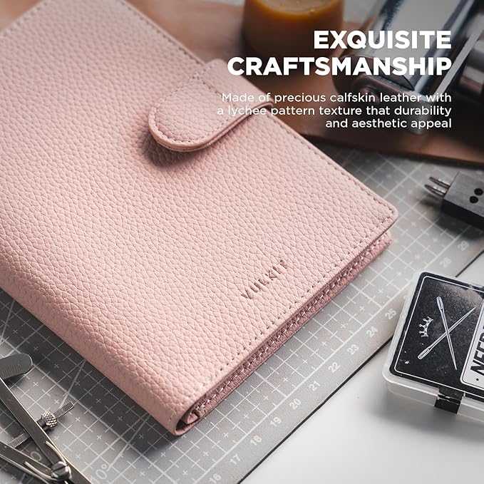 VULKIT Leather Passport Wallet for 2 Passports Slim Double Passport Holder RFID Blocking Passport Travel Wallet with ID Window for Women