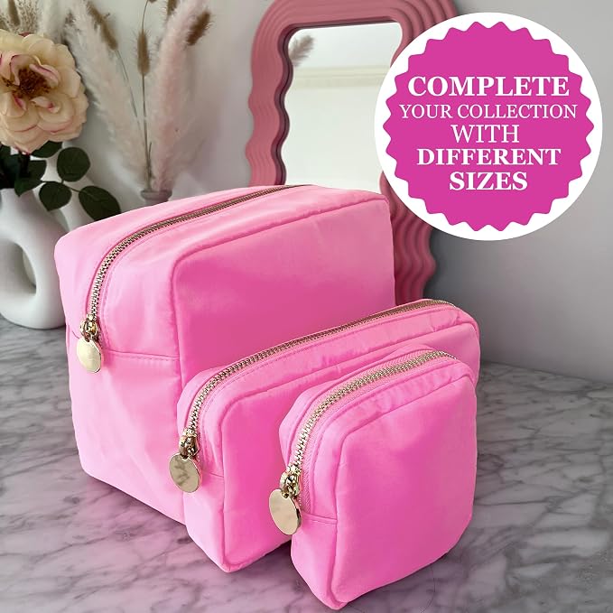 DANCOUR 3-Piece Makeup Bag Set in Light Pink – Mini, Small & Large Cosmetic Pouches for Women & Girls, Cute Travel Toiletry Organizer Set, Stylish Makeup Bag Trio for Purse or Travel