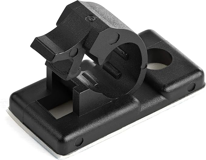 StarTech.com 100 Adhesive Cable Management Clips Black - Network/Ethernet/Office Desk/Computer Cord Organizer - Sticky Cable/Wire Holders - Nylon Self Adhesive Clamp UL/94V-2 Fire Rated, TAA