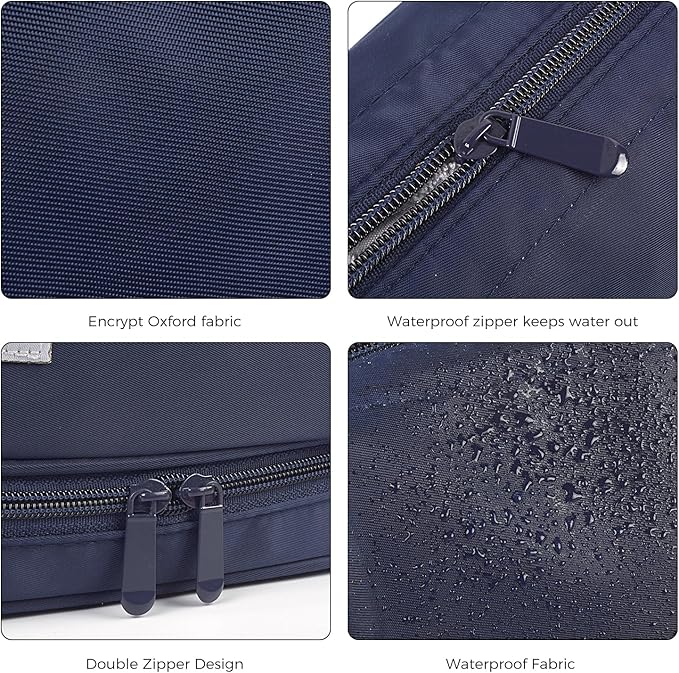 SINLAND Travel Toiletry Bag Water-resistant with Hanging Hook for Womens Large Packing with Waterproof Wet/Dry Compartment Travel Shower Bags Travel Toiletry Organizer Dopp Kit Shaving Bag
