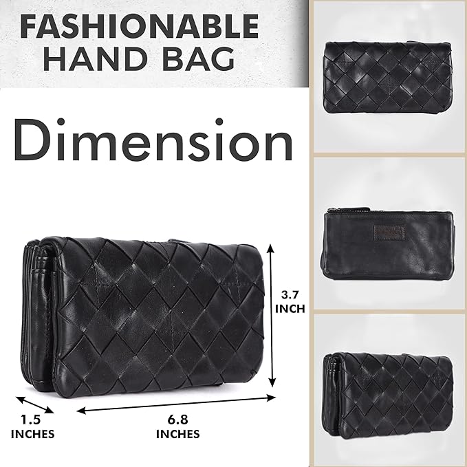 Genuine Leather Wallets for Women, Small Wallet for Ladies Zipper Coin Purse Credit Card Holder with Strap (VL-167-BLACK)
