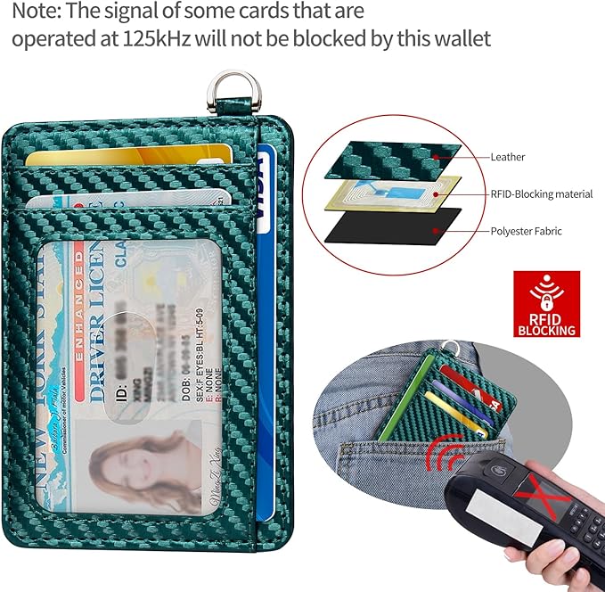 EcoVision Slim Minimalist Front Pocket Wallet, RFID Blocking Credit Card Holder Wallet with Detachable D-Shackle for Men Women