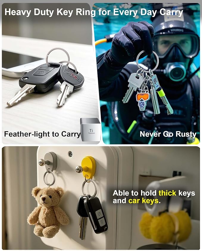 Titanium Key Rings Heavy Duty Side Push Split Key Chain Rings for Key Carabiner Quick Release Keychain