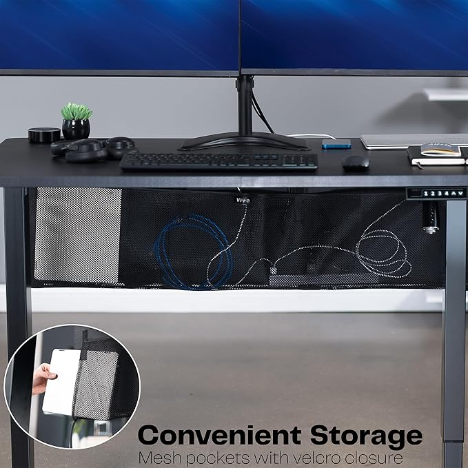 VIVO 48 Inch Clamp-on Privacy and Cable Management Organizer Sleeve, Wire Hider Kit Panel System, Desk Skirt, Black, DESK-SKIRT-48P