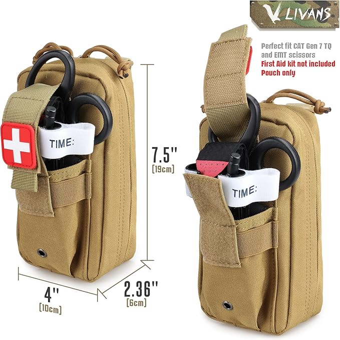 Tactical MOLLE Medical Pouch, Rip-Away EMT First Aid Pouch IFAK Trauma Kit Everyday Carry Survival Bag Include Cross Patch