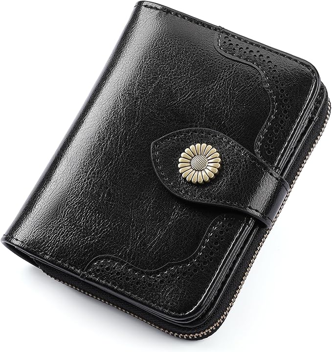 SENDEFN Small Womens Wallet Leather RFID Blocking with Multiple Card Slots and Zipper Coin Pocket