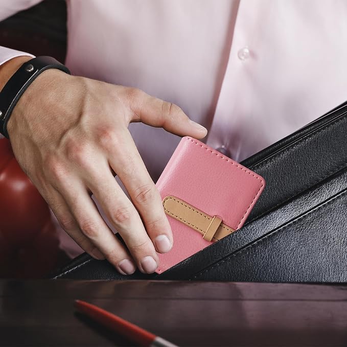 Credit Card Holder with 26 Suitable Slot, ID Card Case PU Leather Wallet for Women Men Business Organiser Pocket (Pink)