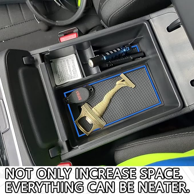 HGWEI Center Console Organizer Compatible with 2022-2024 Hyundai Tucson & Santa Cruz 2022-2026 Interior Accessories Armrest Storage Box Insert Tray (Not for 2025 Limited/Hybrid/Plug-in Hybrid) Blue
