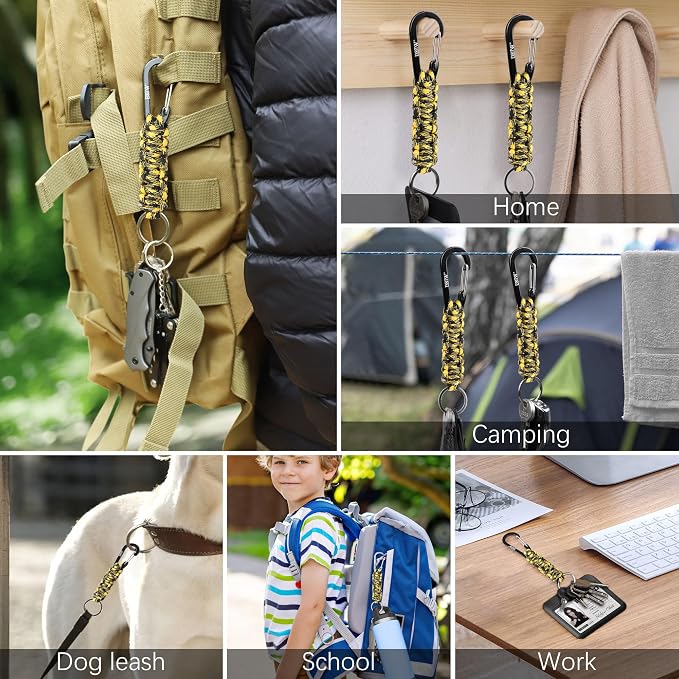 EOTW Carabiner Keychain,Paracord Keychain Small Aluminum Clip D Ring for Camping, Hiking, Fishing, Or As A Key Organizer