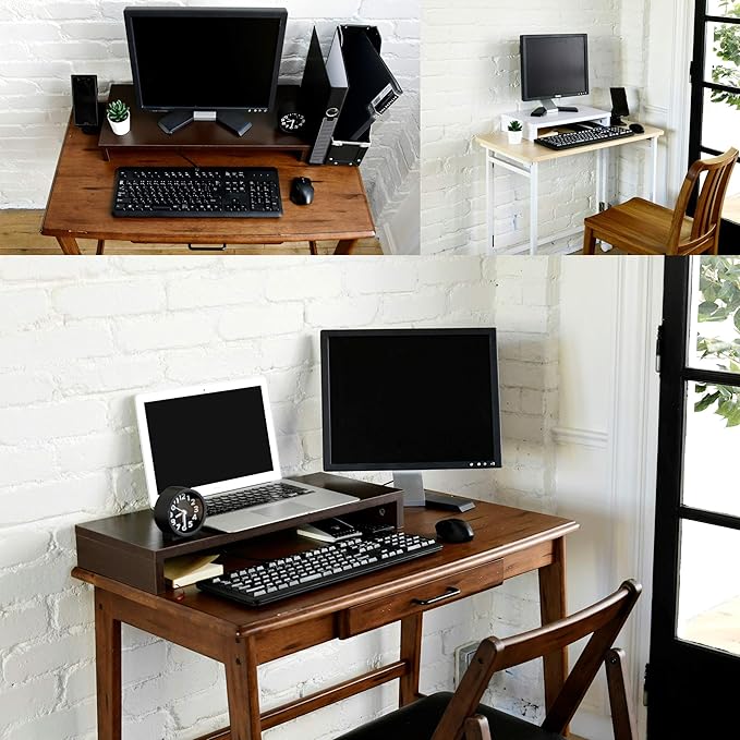 Yamazen MDTS-6025 (CCB) Wooden Monitor Stand, Scratch Dirt, Water and Heat Resistant, Compact, Computer Stand, Width 23.6 x Depth 9.8 x Height 3.1 inches (60 x 25 x 8 cm), Easy Assembly, Cocoa Brown, Telework