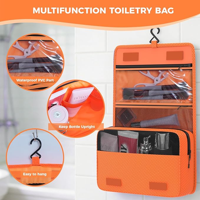 8-Piece Compression Packing Cubes for Travel, Bright & Lightweight Luggage Organizer System for Outdoor Travel & Adventure, Space Save for Backpack, Duffel Bag & Suitcase- Orange