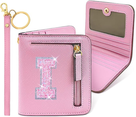 COSHAYSOO Mini Wallet with RFID Blocking Initial Monogrammed for Girls Birthday Valentines Easter Mothers Nurse Day Graduation Thanksgiving Appreciation Halloween Christmas New Year Gifts Letter I