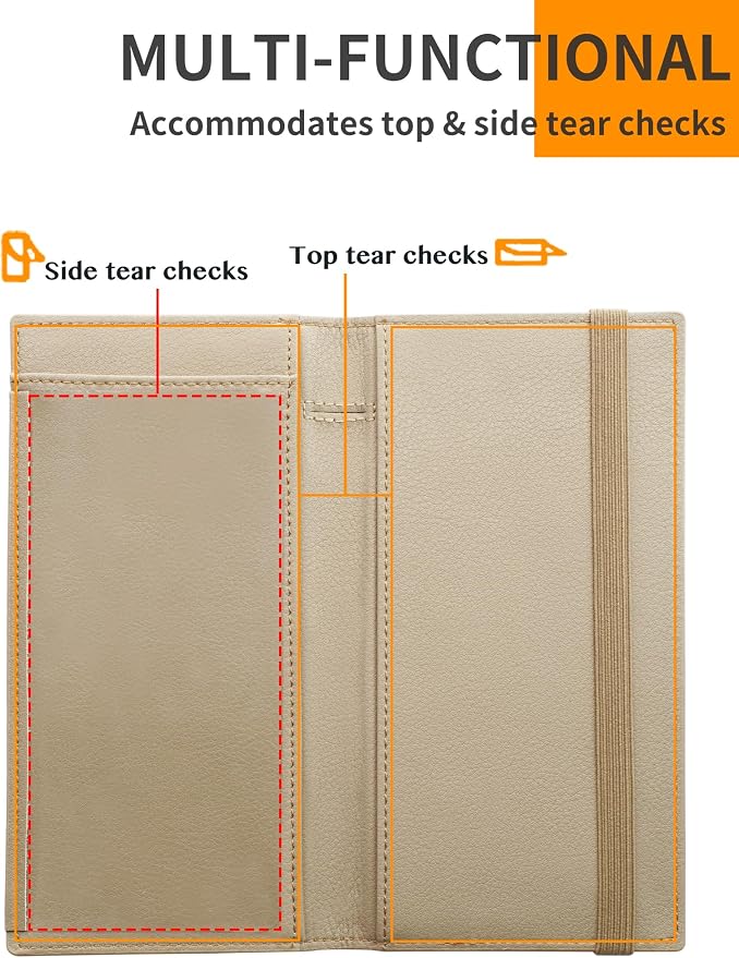 Zreal Checkbook Cover for Men & Women, Premium Vegan Leather Checkbook Holder for Duplicate Checks with RFID Blocking (Tan)