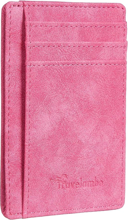 Travelambo Slim Wallet Front Pocket Minimalist Leather RFID Blocking Medium Size