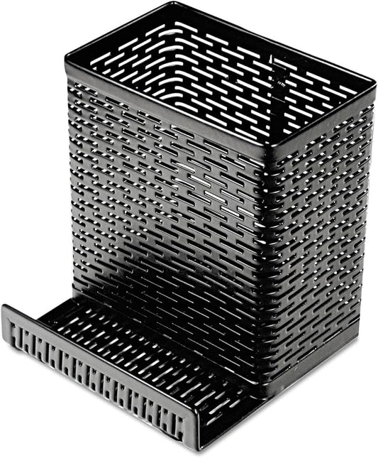 Artistic Urban Collection Punched Metal Pencil Cup with Cell Stand, Black (ART20014)