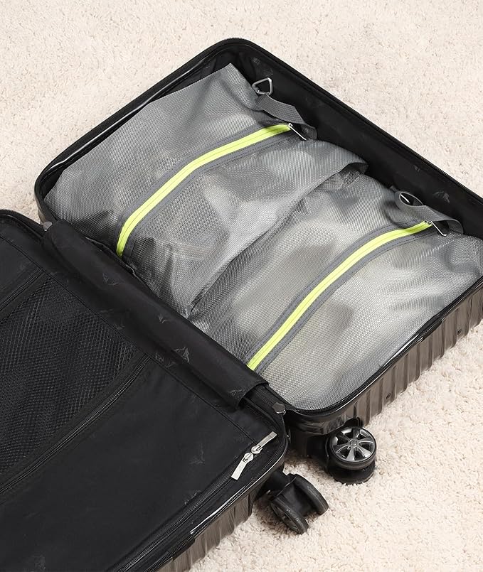 2 Pack Shoe Bags for Travel, Sneaker Bags, Waterproof Travel Shoe Bags with Zipper for Packing, Golf Shoe Dust Bags for Man and Women, Medium, Grey
