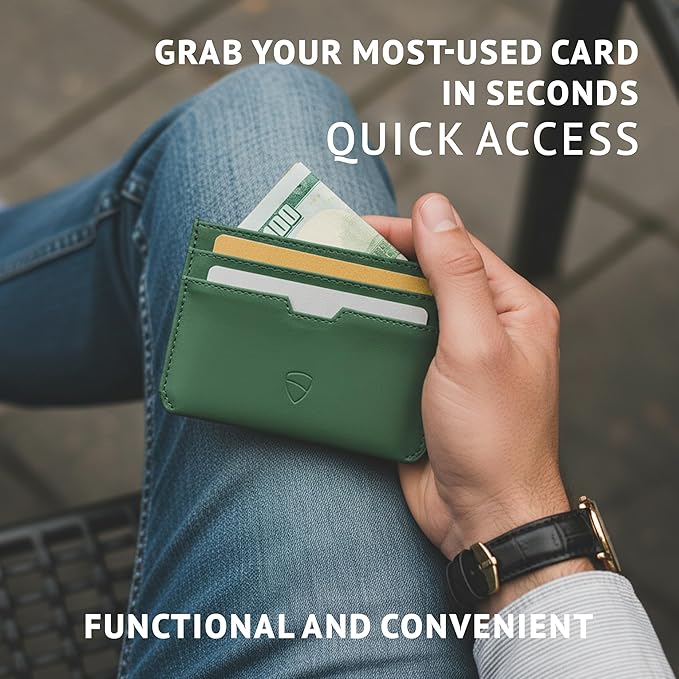 Vaultskin MOORGATE Slim Card Holder – Minimalist Leather Wallet with RFID Blocking, Front Pocket Credit Card Case for Men & Women