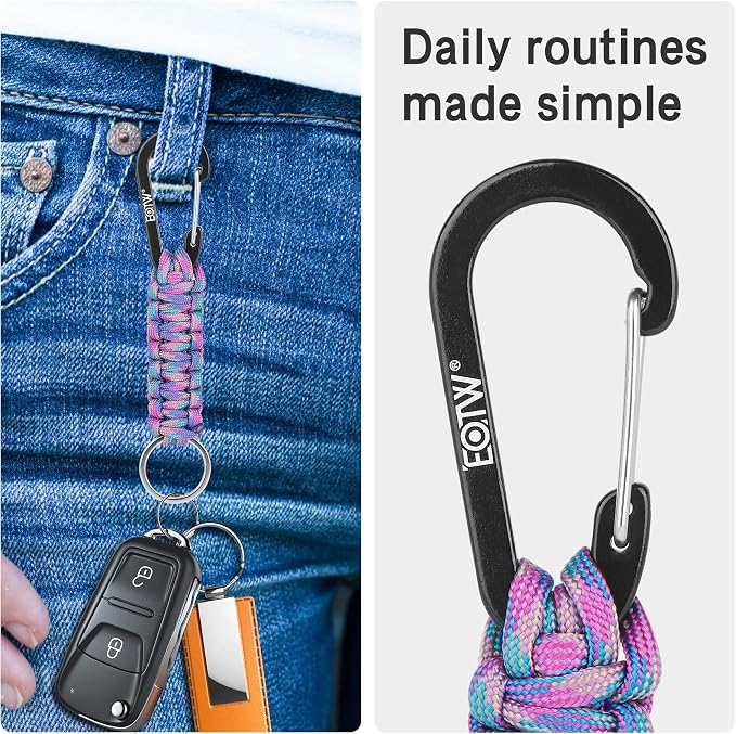 EOTW Carabiner Keychain,Paracord Keychain Small Aluminum Clip D Ring for Camping, Hiking, Fishing, Or As A Key Organizer